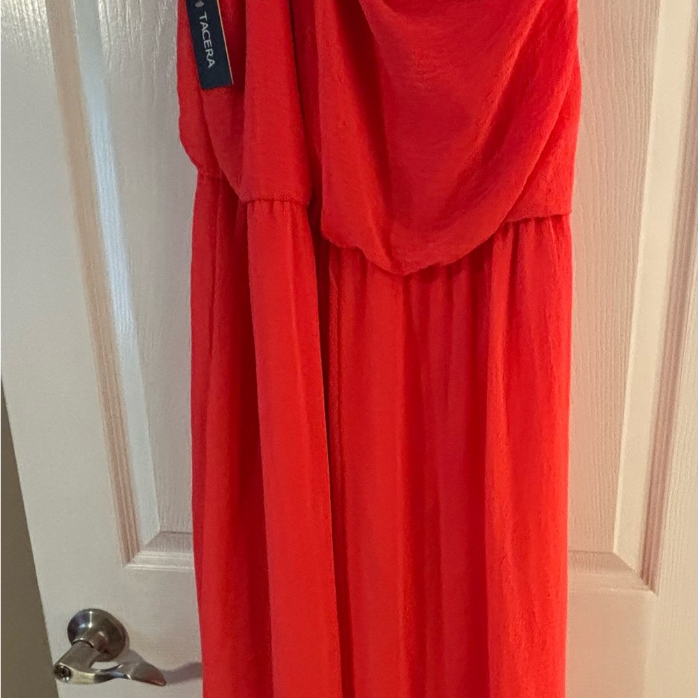 Tacera One Shoulder Dress in Vibrant Red